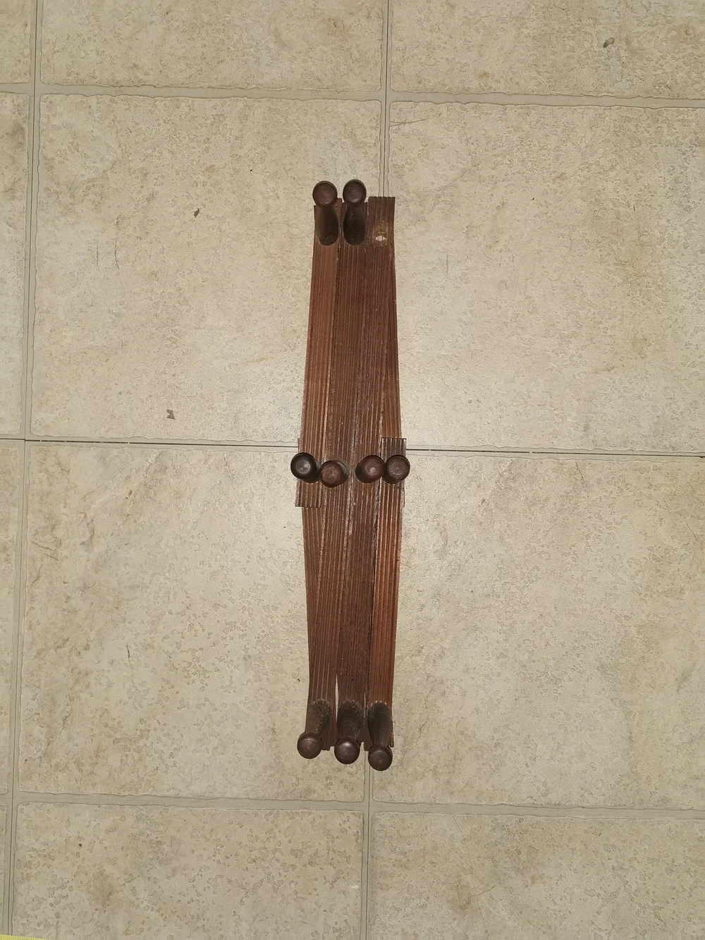 Antique Wooden Accordion Wall Rack Expandable 10 Peg Hat Coats Hook Walnut (Read